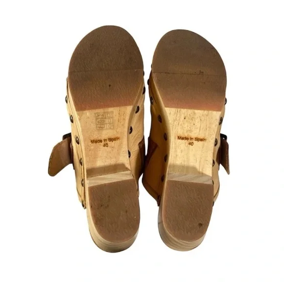 Free People Shoes Culver City Clogs Leather Camel Tan Boho Hippie Sz. 40 / 9-9.5 - Picture 14 of 15